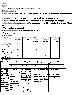 Giáo án Ngữ văn Lớp 9 - Tiết 97+98 Kiểm tra giữa kì II môn Ngữ văn 6